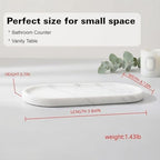 White Marble Vanity Tray for Bathroom Counter, 10"x5" Decorative Tray for Perfume, Candles, Stone Jewelry Dish Tray (White, 9.8X4.7) - Image 4