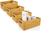 A Selected Pine Wood Organizer Open Box 4 Packs, 6x10 Wooden Storage Container with Handle for Bathroom and Kitchen by GiveYouTheBestChoice
