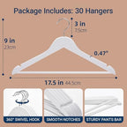 Amber Home 30 Pack White Wooden Coat Hangers, Wood Suit Hangers - Image 2