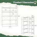 Huuger 5 Tier Bookshelf, L Shaped Corner Bookshelf with 10 Open Shelves, 49.4 Inch Straight Wide Bookcase with Metal Frame and Wooden Board, Adjustable Feet, White - Image 2
