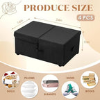 Geelin 4 Pack Under Bed Storage with Wheels, 10 Inch Height 65L Large Capacity Foldable Underbed Storage Bins with Lids & Handles, Easy Assembly Rolling Under Bed Containers for Clothes Blankets Shoes - Image 4