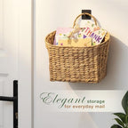 84ECO Set of 2 Wicker Hanging Baskets for Organizing, Front Door, Mail, Flowers - Woven Wall Baskets for Storage - Image 2