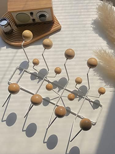 SHISEDECO Mid Century Modern Hang it All Coat Rack White Frame Natural Ball - Image 3