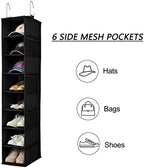 Berdeng Hanging Shoe Organizer for Closet with Side Mesh Pockets，Hat Racks for Baseball Caps，Shoe and Hat Holder & Storage，8-Shelf，Black，2 Pack - Image 6