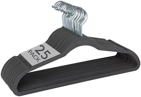 Simplify Slim Velvet Clothes Hangers | 100 Pack | Non-Slip | Shirts | Suit | Pants | Dresses | Garments | Closet Storage & Organization | Durable | Grey - Image 2