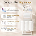 Toilet Paper Holder Stand Freestanding with Storage Basket for Bathroom - Image 6