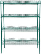 PRO&Family Green Epoxy 4-Tier Commercial Drying Rack with Casters – Heavy Duty Wire Shelving for Dish Drying, Kitchen Storage & Food Service Use (24" x 48" Stationary, 1 1/4" Slots) by PRO%26Family