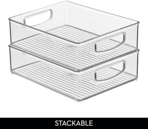 iDesign Stackable Plastic Handle Bin Storage Organizers, 18 Pack, Clear - Image 5