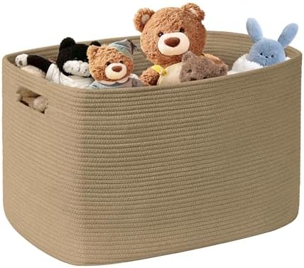 100L Extra Large Woven Laundry Basket Hamper with Handles, Jute by SunNewt