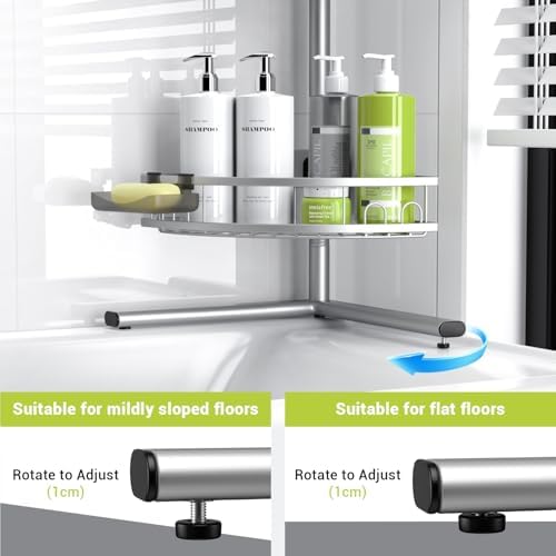 Aitatty Floor Standing Corner Shower Caddy - Rustproof Shower Stand Shelves - Image 5
