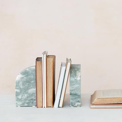 Creative Co-Op Half Arch Marble Bookends, Green - Image 7