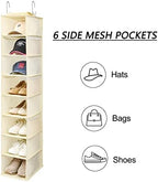 Berdeng Hanging Shoe Organizer for Closet with Side Mesh Pockets，Hat Racks for Baseball Caps，Shoe and Hat Holder & Storage，8-Shelf，Beige，2 Pack - Image 5