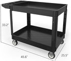 2 Tier Plastic Rolling Cart Utility Cart on Wheels, Heavy Duty Tool Carts with Ergonomic Storage Handle and Deep Shelfs, Work Cart Service Carts for Garage, Warehouse, Workshop, Office, Cleaning - Image 2