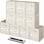 Storage Bins,13" Cube Storage Bin with Labels,10pcs,Beige by Anyoneer