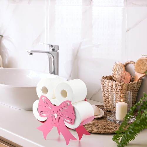 Geelin Pink Bow Bathroom Decor Pink Toilet Paper Holder 8 Rolls - Image 5