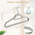 20 Pack of Grey Velvet Non-Slip Suit Hangers with 360°Swivel Hook - Heavy Duty, Space Saving, and Perfect for Adult Clothing. - Image 2