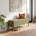 50" Shoe Bench with Storage, Chenille Shoe Rack Bench, Removable Shoe Storage Bench Entryway Storage with Cushion for Front Doors Entrances Hallway, Mudroom, Closet, Bedroom, Green, XR-Ben02 by AQUGQ