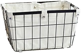 Handmade -Open Storage Bread Food Basket,Kitchen Cabinet and Pantry Storage Organizer Bin & Containers- Two Cut-Out Handles Wire Metal with Canvas Lining 13x10x7.5 Inches Black by DODXIAOBEUL