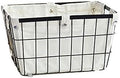 Handmade -Open Storage Bread Food Basket,Kitchen Cabinet and Pantry Storage Organizer Bin & Containers- Two Cut-Out Handles Wire Metal with Canvas Lining 13x10x7.5 Inches Black by DODXIAOBEUL