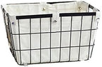Handmade -Open Storage Bread Food Basket,Kitchen Cabinet and Pantry Storage Organizer Bin & Containers- Two Cut-Out Handles Wire Metal with Canvas Lining 13x10x7.5 Inches Black by DODXIAOBEUL