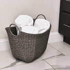 Household Essentials Handwoven Paper Rope Storage Basket with Metal Frame and Handles, Gray - Image 7