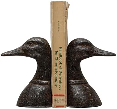 Creative Co-Op Decorative Distressed Cast Metal Duck Head Bookends, Black, Set of 2 - Image 3