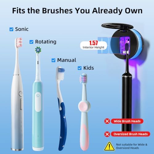 UV Toothbrush Sanitizer Holder, Dual Mode Cleaning with Ambient Lighting - Image 5