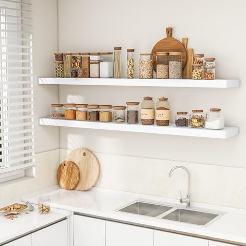 RICHFOCUS 72Inch Floating Shelves for Wall 2Pack, White, 8" Deep - Image 3