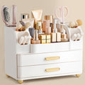 HBlife Makeup Organizer for Vanity with Brush Holder, Large Bathroom Countertop Cosmetic Organizer Skin Care Storage, Easy to Store Lipsticks, Nail Polishes, Perfumes, Eyeshadow Palettes, All White by HBlife