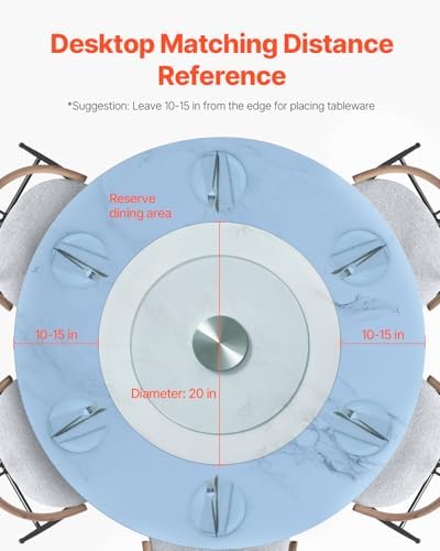 VEVOR 20 in Glass Lazy Susan Turntable, 360° Rotation Round Clear Tabletop Rotating Tray, Tempered Glass Dining Table Centerpiece, Smooth and Silent Spin, for Family Gatherings, Banquets & Weddings - Image 6