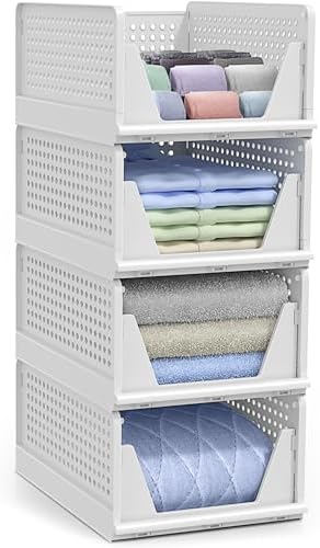 Sorbus Stackable Closet Organizer, Open-Front Shelf Bins (4 Medium) by Sorbus