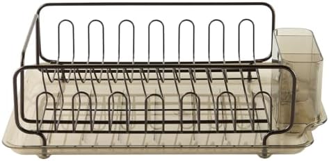 Sweet Home Collection Dish Drying Rack, 2 Piece Acrylic Dish Dryer Rack with Molded Drain Board & Utensil Holder, Removable Rust Resistant Rack, 17.5" x 13.25" x 5.2" - Smoke Grey by SweetHomeCollection