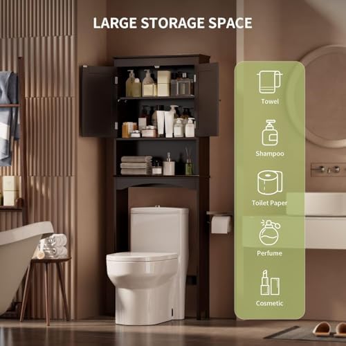 Gizoon Over the Toilet Storage Cabinet with Adjustable Shelf, Espresso - Image 3