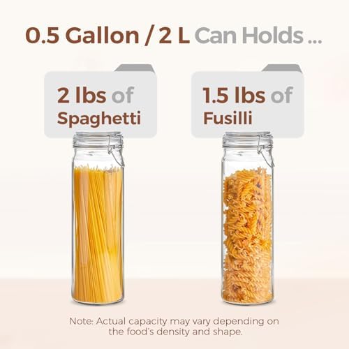 ComSaf Tall Glass Pasta Containers with Airtight Lids 68 oz 3 Pack Canister - Image 3
