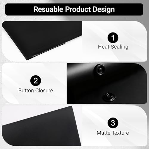 Plastic Envelopes Folders 12mil Heavy Duty, for A4 Letter Size Paper, with Snap Closure Pack, Paperwork Plastic Wallets Document Organizer (25 Pack - Black, Horizontal) - Image 3
