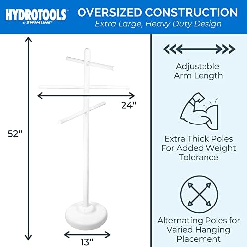 SWIMLINE HYDROTOOLS 89032 Free Standing Poolside Adjustable-Towel Rack With Water Weighted Base Three Arms Tier For Outdoors & Indoors Pool Patio Bathroom Accessory Holder Bar Drying-Stand - Image 5
