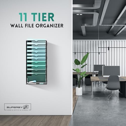 11-Tier Wall File Organizer, Hanging File Holder, Wall Mounted Mail Sorter - Image 2