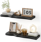 Organic Wavy Edge Floating Shelves,Hidden Brackets,2 Pack 24 in by Unknown