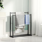 Honiter Towel Racks for Bathroom, 2 Tiers Wider Towel Drying Rack Outdoor, Free Standing Towel Rack, Pool Towel Blanket Stand and Display Rack for Oversized Bath Towels, Black - Image 2