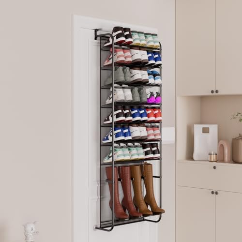 Over The Door Shoe Organizer-8 Tier Hanging Shoe Organizer, Heavy Duty Metal & Mesh Shoe Holder,Hanging Shoe Rack for Closet Organizer - Image 5