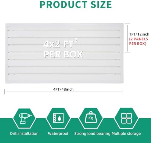 FRAYSCENT Slat Wall Paneling Garage Slat Wall Storage Systems Slatwall Panels Power Tool Organizer Wall Mount, PVC Garage Storage & Organization Products Slate Board (White, 4ft x 2ft) - Image 4
