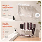 Shark Hair Dryer Holder, Hair Tool Holder for Dyson Airwrap & Shark Attachments, Hair Dryer Stand Wall Mounted or Desktop, Acrylic Blow Dryer Holder with 8 Slots Cord Hook, Bathroom CHOCHOYAH - Image 5