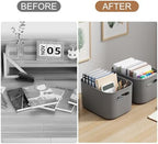 ORGIDOL 8 Pack Dark Grey Storage Bins with Lids Stackable Storage Container for Organizing, Storage Boxes with Handle for Shelves, Cute Organizer Bins for Craft, Snacks, 9.85x6.9x5.7 inch - Image 7
