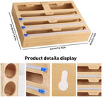 APSARAS USA 5 in 1 Bamboo Foil and Plastic Wrap Organizer for Kitchen Drawer, Ziplock Bag Organizer, Saran Wrap Dispenser with Cutter, Plastic Bag Organizer, Food Storage Bag Organization - Image 7