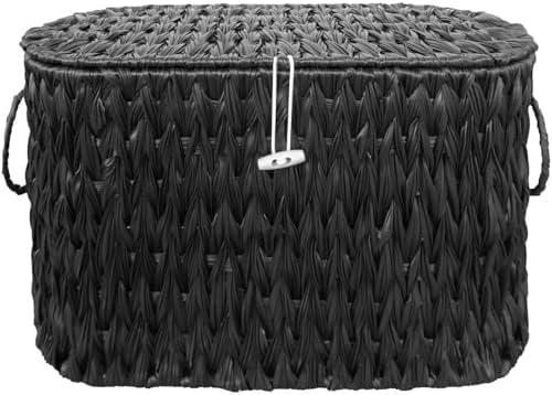 Coeusy Toilet Paper Basket with Lid, Wicker Basket for Bathroom Organizer - Image 6