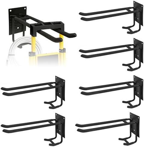 6 Pack Garage Hooks Heavy Duty Steel 10” Garage Storage Hooks Two-Tire Wall Hooks for Organizing Tools Ladders Tires Bikes Garden by Topfinder