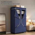 SORCEDAS Portable Closet Wardrobe with Hanging Rods Shelves Clothes Storage - Image 2