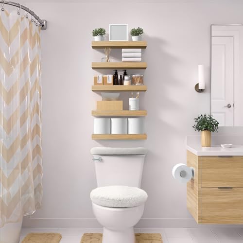 Sorbus 16 Inch Floating Shelves for Wall (5 Pack, Maple Wood) - Image 2