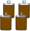 4 Pack Qtip Holder Dispenser with Lids,Brown Storage Containers,Bathroom Canisters Organizer for Cotton Ball,Cotton Swab,Cotton Round Pads,Floss 21214712 by Unknown