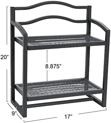 Household Essentials 2-Tier Metal Wall Mount Bathroom Storage Rack, Grey - Image 2